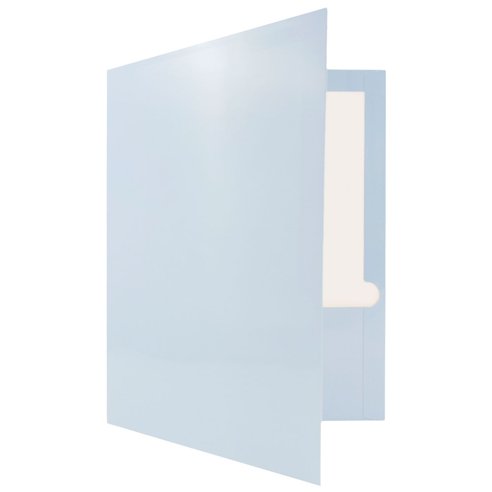 JAM Paper Glossy Two Pocket Folders, Baby Blue, 100/Pack