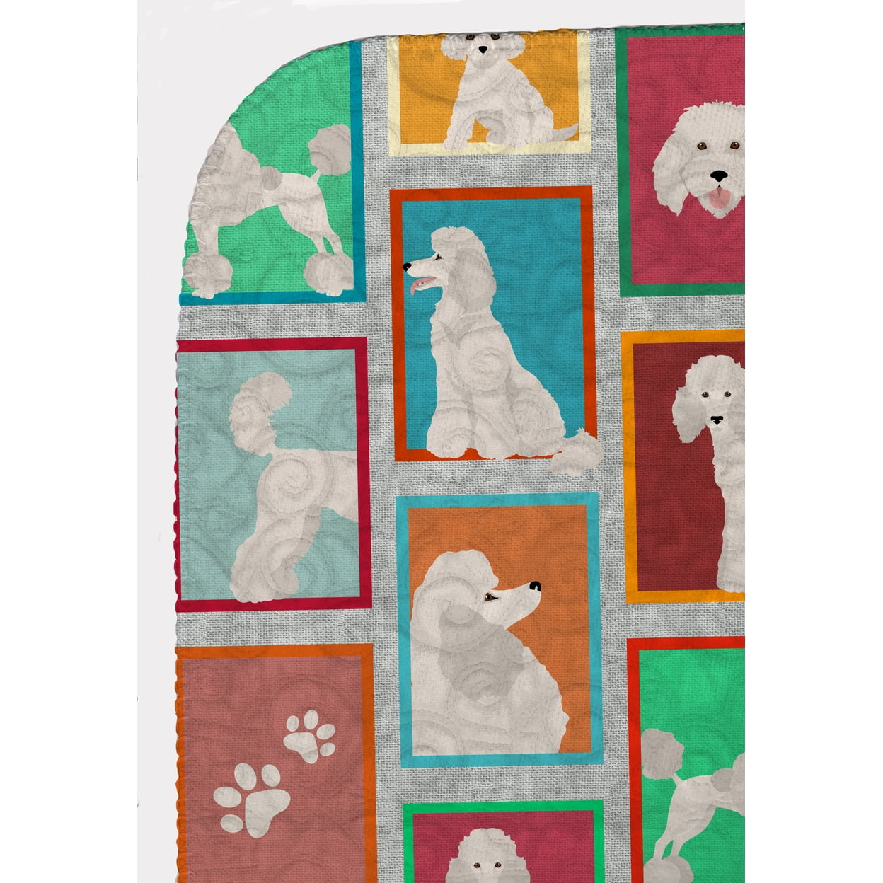 Lots of White Standard Poodle Quilted Blanket 50x60 50 in x 60 in