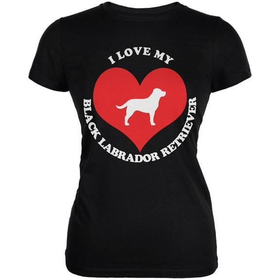 Valentines I Love My Black Lab Black Juniors Soft T-Shirt