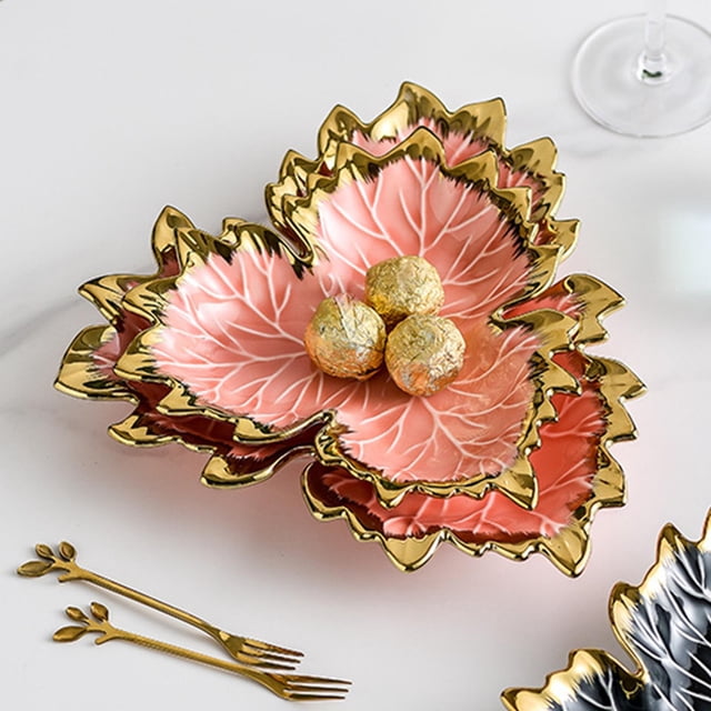 Bandeja de Almacenamiento de Cerámica para Aperitivos, Postres, Decoración de Lujo, Almacenamiento de Artículos Diversos, Pasteles, Dulces, Frutas, Pl Rosa pequeño Baoblaze Bandeja de almacenamiento