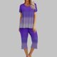 thumbnail image 2 of Pijamas de Verano para Mujeres, Suelto Impreso Manga Corta Superior Y Pantalones Recortados, Cuello Redondo Casual, 2 of 6