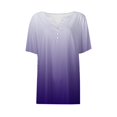 thumbnail image 4 of Womens Clothing Homenesgenics Womens Tops Plus Size Women's Casual Printed Color Short-Sleeved Button-Neck Tops Blouse Purple L, 4 of 5