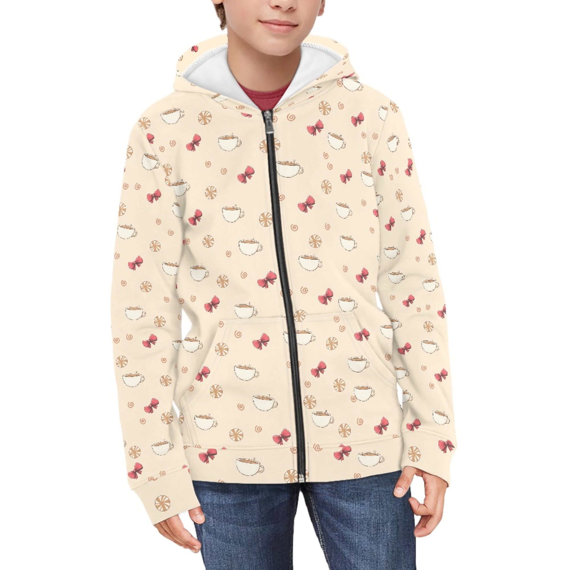 DISNIMO Coffee Hoodie Kids Bow Hoodies with Zipper for Girls Sweatshirt with Hood Boys Hoodie Sweatshirts Size 11-13 Teen Girl Hoodies Trendy Clothes Kids Hoodie Jacket Girls Winter Wear Outifits