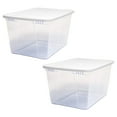 thumbnail image 1 of HOMZ Contenants de Rangement en Plastique Transparents Empilables de 56 Pintes, Couvercle Blanc, Lot de 2, 1 of 7