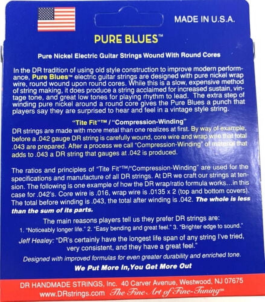 DR Guitar Strings Electric 3-Pack  Pure Blues Vintage Pure Nickel  12-52