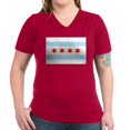 thumbnail image 1 of CafePress - Chicago Flag T Shirt - Women's V-Neck Dark T-Shirt, 1 of 4