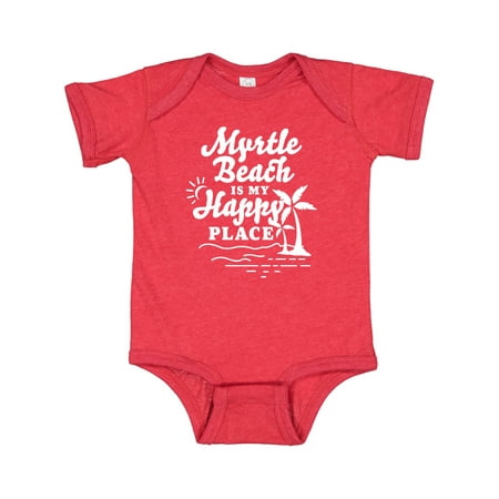 

Inktastic Myrtle Beach is My Happy Place with Palm Trees Gift Baby Boy or Baby Girl Bodysuit