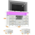 thumbnail image 5 of EnHomee White Dresser 55" TV Stand for Living Room with LED Lights & Power Outlets Dresser for Bedroom Entertainment Center with 7 Fabric Drawers, 5 of 9
