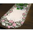 thumbnail image 1 of BANBERRY DESIGNS Brodé - Fleurs Roses - Chemin de Table - Env. 14 par 34 Pouces, 1 of 3