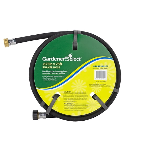 Gardener Select Durable 0625” x 25’ Heavy Duty Soaker Garden Hose