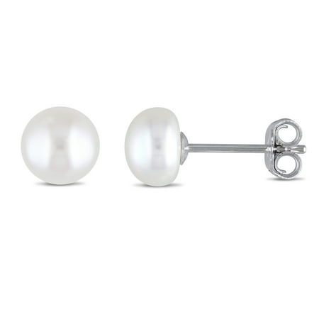 Miabella 7 8mm White Freshwater Cultured Pearl Sterling Miabella 7 8mm White Freshwater Cultured Pearl Sterling Silver Stud Earrings