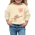 thumbnail image 1 of PMVFHDE Sweatshirts à Col Rond Fille Automne et Hiver Saint-Valentin Imprimé Chiot à Capuche pour Enfants Beige, 5-6 Ans, 1 of 4