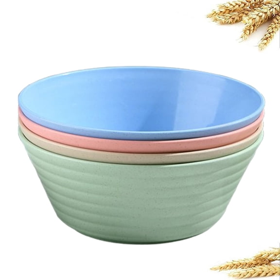 Fmxomd 30 OZ Soup Bowls, Plastic Bowls Set of 4, Wheat StrawBowl for Kitchen, Large Bowls for Soup, Cereal, Salad, Ramen and Fruit, Dishwasher & Microwave Safe