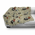 thumbnail image 3 of Cartoon Soft Flannel Fleece Throw Blanket, Hungry Owls Lots of Bones and Chunks of Meat Eating Drawing Sketch, Cozy Plush for Indoor and Outdoor Use, 50" x 70", Black Multicolor, by Ambesonne, 3 of 6