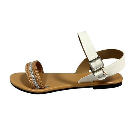 

Gzea Comfortable Walking Sandals For Women s Summer Fashion Low Heeled Roman Open Toed Clasp Sandals Summer Sandals Brown 42