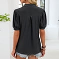 thumbnail image 7 of Women's Summer Short Sleeve Turndown Collar Tops Shirts Blouses Solid Color Plain Casual Daily Wear Business Casual Work Office Vacation Fashion Essential Gift for Women | Sopatenor,Black XL, 7 of 7