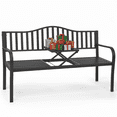 thumbnail image 1 of Naipo Outdoor Metal Garden Bench 59" Patio Bench with Built in Table Park Bench, Outside Bench Weather Proof Front Porch Bench, 500lbs, 1 of 13