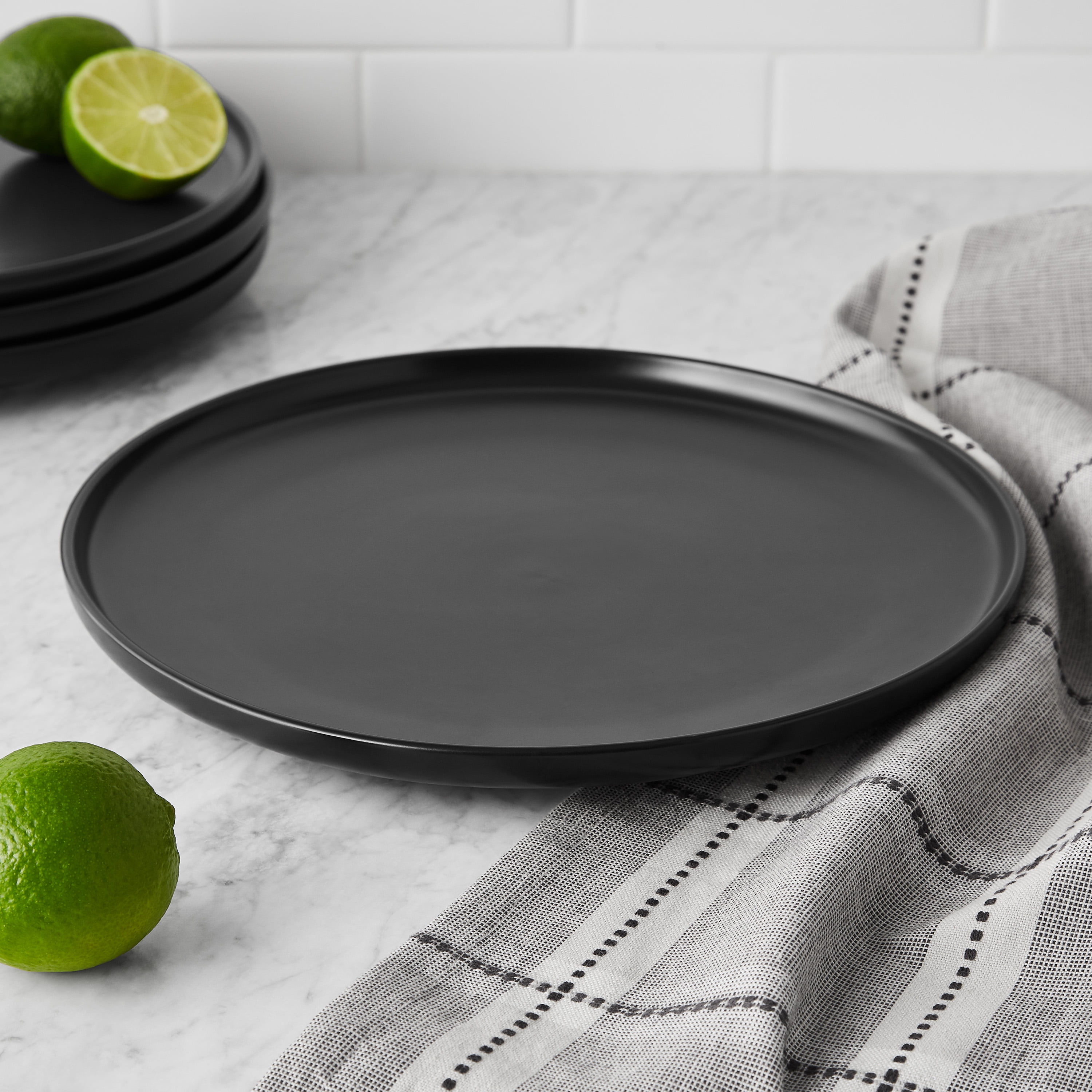 Mainstays Alessandra Matte Black 12-Piece Stoneware Dinnerware Set