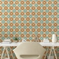 thumbnail image 2 of Ambesonne, Modern Boho Peel & Stick Wallpaper for Home, Mid Century Flowers Art, 13"x100", Burnt Sienna Cadet Blue, 2 of 5