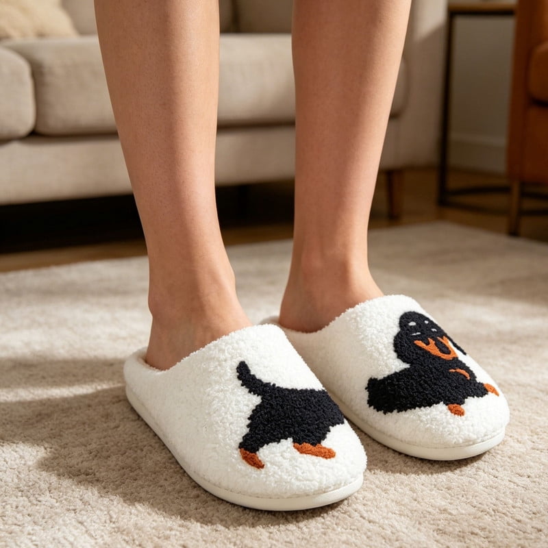 BERANMEY Cute Animal Slippers for Women Perfect Soft Plush Comfy Warm Slip-On Womens Slippers Indoor Fluffy House Slippers for Women and Men Non-slip Fuzzy Flat Slides