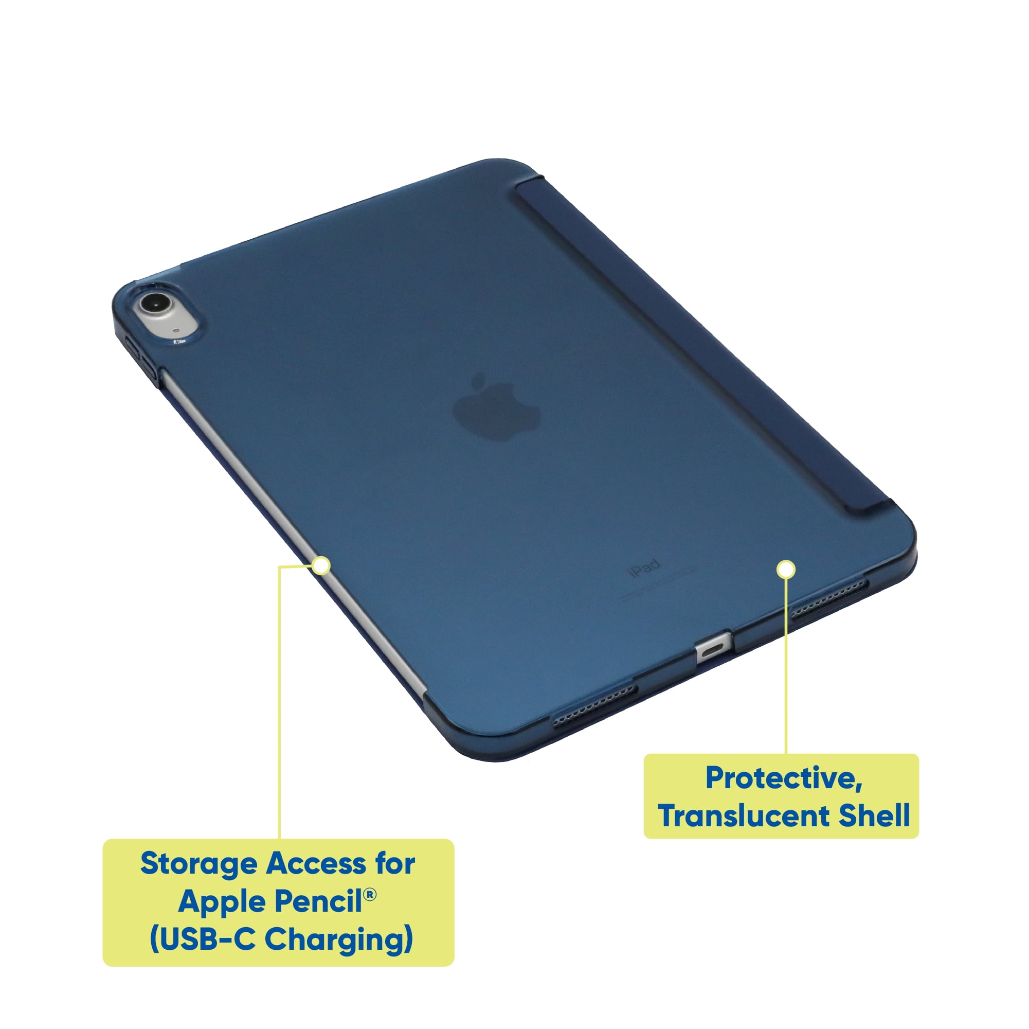 onn. Tablet Folio Case for iPad (A16)/iPad (10th Generation), Blue