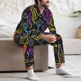 thumbnail image 7 of Sikiie Neon Bar Drinks Mens Pajama Set, Soft Warm Long Sleeve Sleepwear, Cozy Button-Down Pjs for Men-Small, 7 of 7