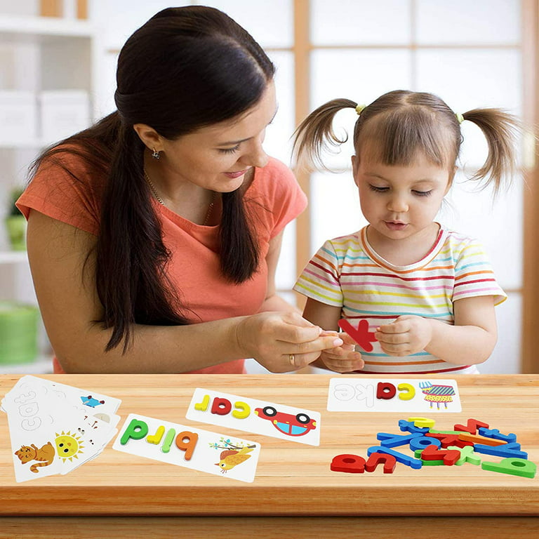  Montessori Alphabet Beginning Reader Letter Blocks, Phonics  Games and Toys for Kindergarten Age Boys and Girls, Best Montessori Toys  for 3 4 5 and 6 Year Olds. CVC Builders Make Learning