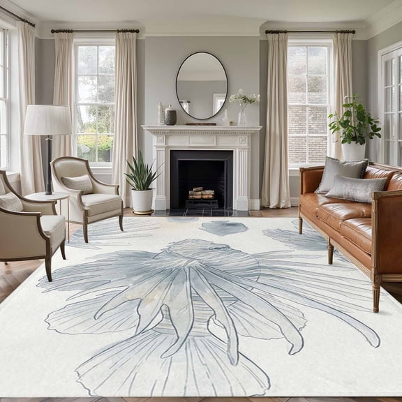 Beach Coastal Fish Area Rugs 6'x9', Washable Small Throw Rugs for Kitchen Dining room, Watercolor Sea Ocean Nautical Indoor Outdoor Rug Non-Slip Low Pile Carpet Runner Reversible Floor Mats