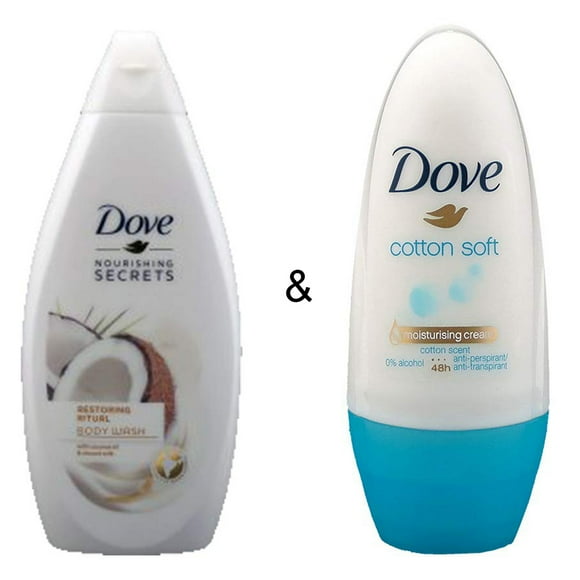 Body Wash Restoring Ritual 500 by Dove & Roll-on Stick Cotton Soft 50 ml by Dove