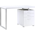 thumbnail image 3 of White Rectangular 3-drawer Desk - Swap Rods for Function - In Work & Study - Customizable Workspace, 3 of 6