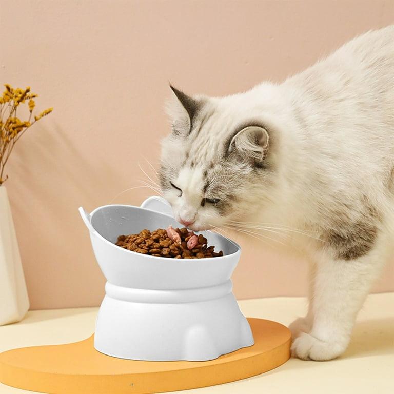 Elainilye Large Capacity Cat Food Bowl with Neck Protection Cute Drinking  Bowl for Cats Pet Feeding Dish Anti-Spill Design
