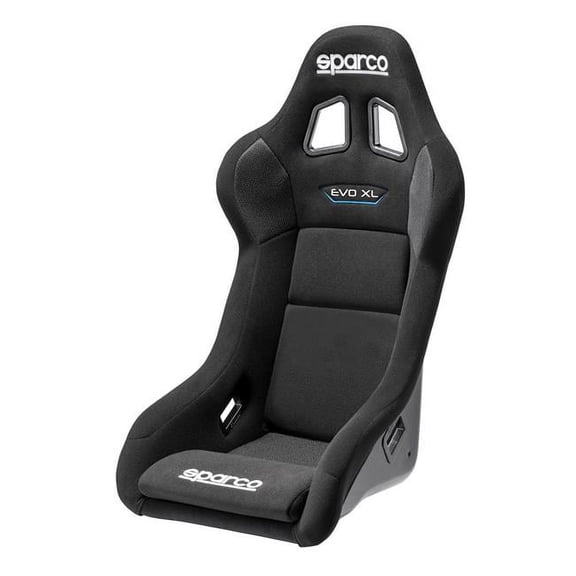 Sparco FIA EVO Extra Large QRYT Non-Reclining Side Bolster Seat with Harness Openings Fiberglass Composite, Black