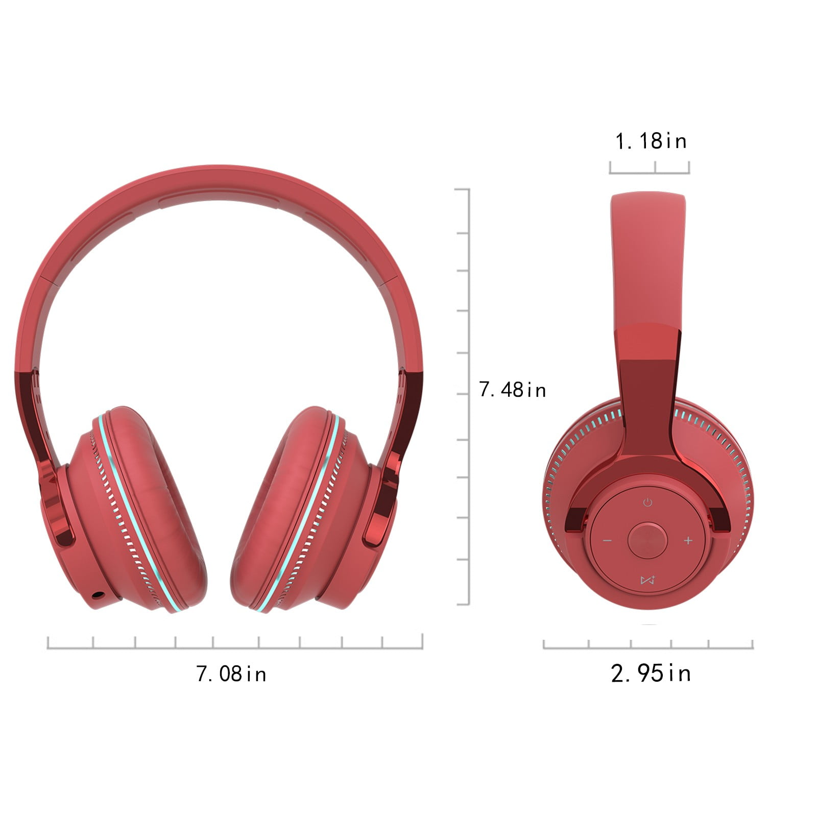 Bluetooth Headphones Over Ear, 80 Hrs Playtime Wireless Headphones with ENC Mic, Deep Bass EQ, Foldable Comfort for Travel, Gym & Commuting, Stocking Stuffers,Red