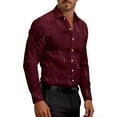 thumbnail image 6 of Stamzod Men Shirts Fashion Strip Printed Long Sleeve Button Down Shirt Men Oversized Dress Shirt for Wedding Party Wine M, 6 of 6