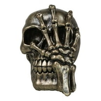 Day of The Dead Faux Bronze Hand Over Face Gesture Skull Figurine Macabre Humor