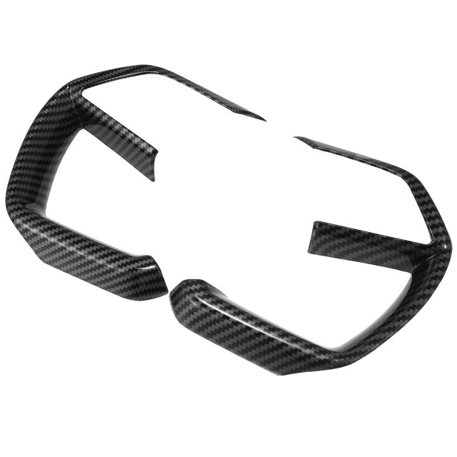 2 Piezas Carbono Fibra Patrón Negro Interior Volante Funda Adornos Unique Bargains Adhesivo embellecedor para volante