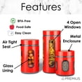 thumbnail image 3 of Premius Airtight 3-Piece Kitchen Glass Canister Set, Red, 3 of 4