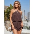 thumbnail image 4 of Women Mini Halter Dress Metal Eyelet Sleeveless Open Back Bubble Dress, 4 of 7