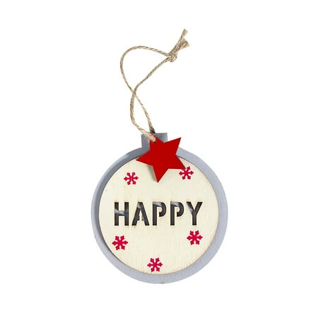 

Veki Circular Christmas Decoration Pendant Wood List Letter Hollow Christmas Tree Decoration Hangs String