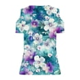 thumbnail image 4 of Vmvidoty Cold Shoulder Tops for Womens Summer Clothes Oversized Shirts Floral Printed Plus Size Blouse Blue M, 4 of 5