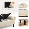 thumbnail image 3 of LUMIHO Storage Ottoman Bench for Bedroom,Upholstered Bedroom Bench with Rolled Arms and Rivets, Storage Chest for Living Room,Beige&Brown Legs,60 Inches, 3 of 7