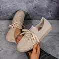 thumbnail image 6 of Dakaela Mesh Slip on Shoes Women Knit Lace up Low Top Sneakers Lightweight Casual Flat Walking Loafers, 6 of 8