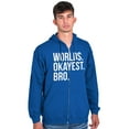 thumbnail image 5 of Worlds Okayest Bro Sibling Brother Zip Hoodie Sweatshirt Men Brisco Brands X, 5 of 5