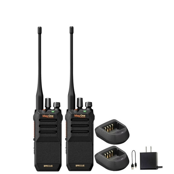 Motorola Mag One BPR50dX Two-Way Portable Radio VHF 5-watt  Digital Analog 64 Channel (2-Pack)
