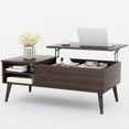 thumbnail image 2 of Vineego Wood Lift Top Coffee Table with Hidden Compartment and Adjustable Storage Shelf,Brown, 2 of 7