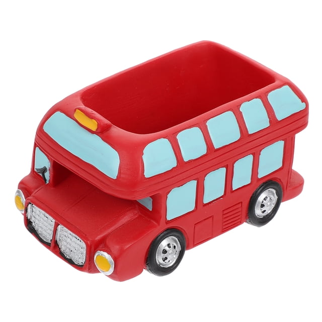 Resin Double-deck Bus Flowerpot Small Adorable Green Plants Container Garden Decor