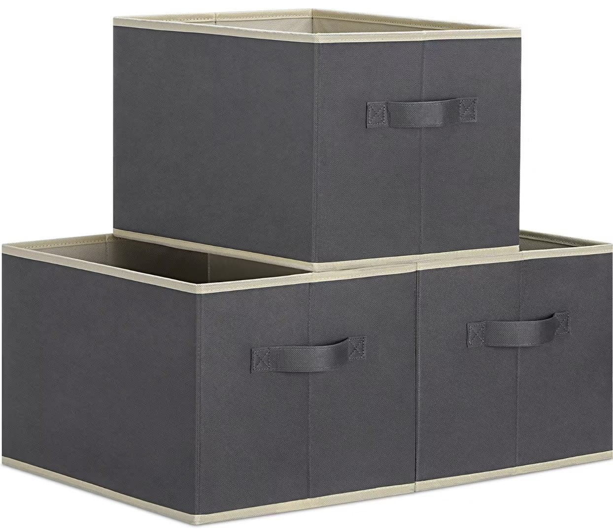 LHZK Large Fabric Storage Bins, Foldable Fabric Storage Baskets for