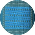 thumbnail image 1 of Ahgly Company Indoor Round Oriental Light Blue Industrial Area Rugs, 6' Round, 1 of 4
