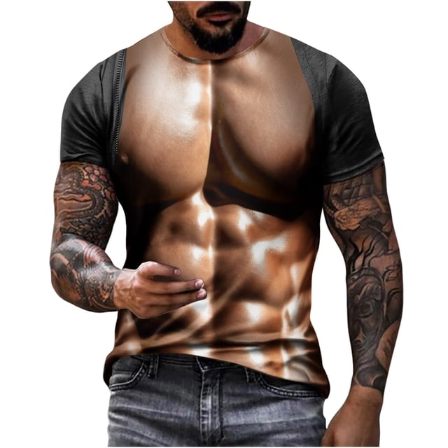 Chemises pour Hommes, T-Shirt Décontracté Imprimé Muscle Tee Graphique Tee Extérieur Quotidien Vacances Manches Courtes Col Rond Chemise Vêtements Printemps Été