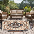 thumbnail image 2 of Vintage Floral Washable Round Area Rug 8 ft, Orange Navy Classical Bohemian Farmhouse , Soft Non Slip Rugs Stain Repellent Indoor Felt Carpet for Living Dining Room Bedroom Home Office, 2 of 9